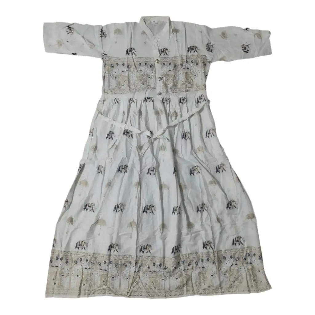 white a- line  flared kurti