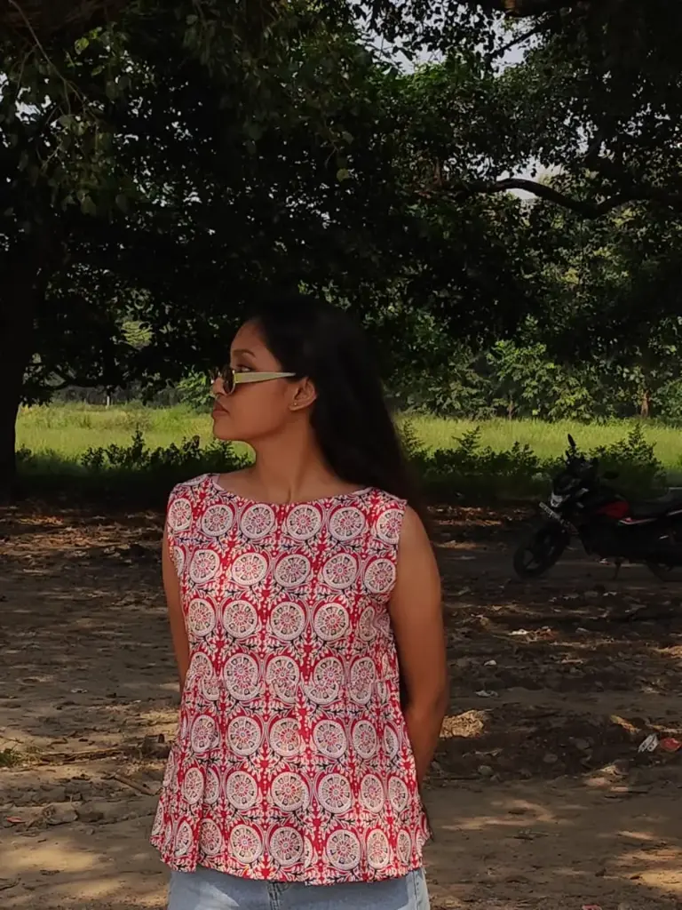 Abha Ajrak Peplum Top