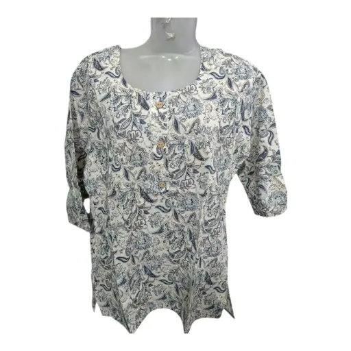 White Cotton Short Kurti 