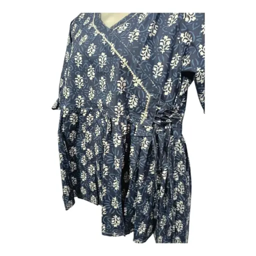 Blue Cotton Short Kurti 
