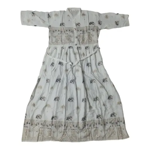 white a- line  flared kurti